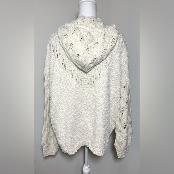 POL Boho Crochet Knit Hooded Pullover Popcorn Sweater Women Oversized Small - Picture 3 of 10